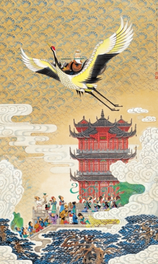 白云黄鹤（武汉黄鹤楼主楼彩瓷装饰壁画）