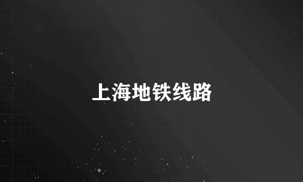 上海地铁线路