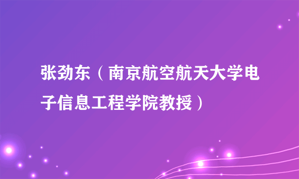 张劲东（南京航空航天大学电子信息工程学院教授）