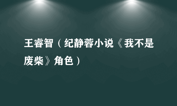 王睿智（纪静蓉小说《我不是废柴》角色）