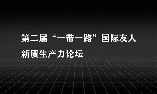 第二届“一带一路”国际友人新质生产力论坛