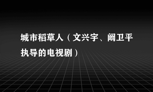 城市稻草人（文兴宇、阚卫平执导的电视剧）