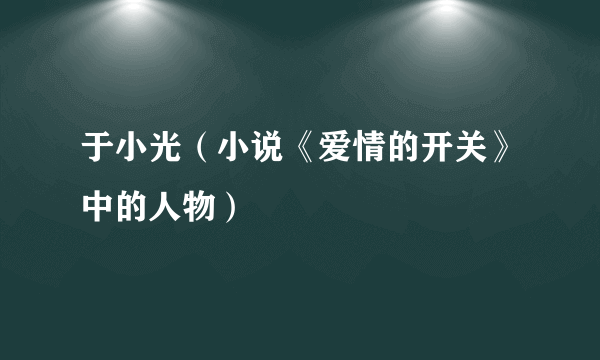 于小光(小说《爱情的开关》中的人物)