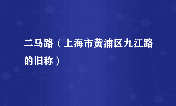 二马路（上海市黄浦区九江路的旧称）