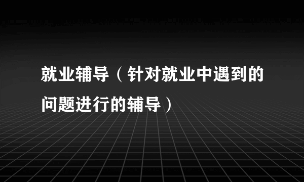就业辅导（针对就业中遇到的问题进行的辅导）