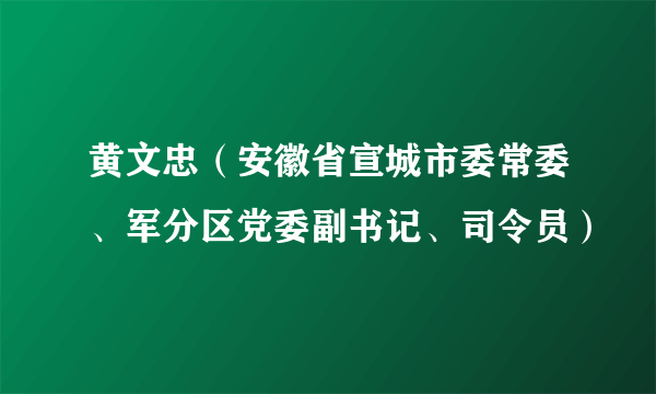 黄文忠（安徽省宣城市委常委、军分区党委副书记、司令员）