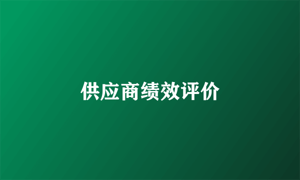供应商绩效评价