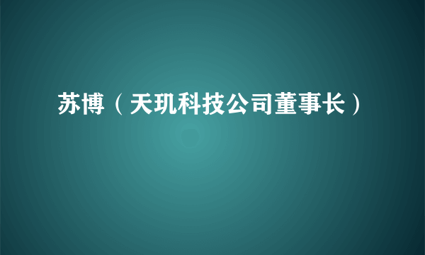 苏博(天玑科技公司董事长)