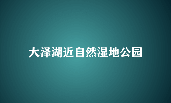 大泽湖近自然湿地公园