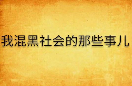 我混黑社会的那些事儿