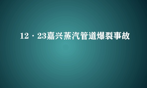 12·23嘉兴蒸汽管道爆裂事故