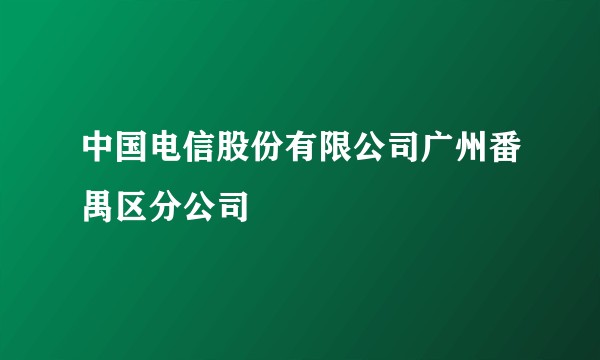 中国电信股份有限公司广州番禺区分公司