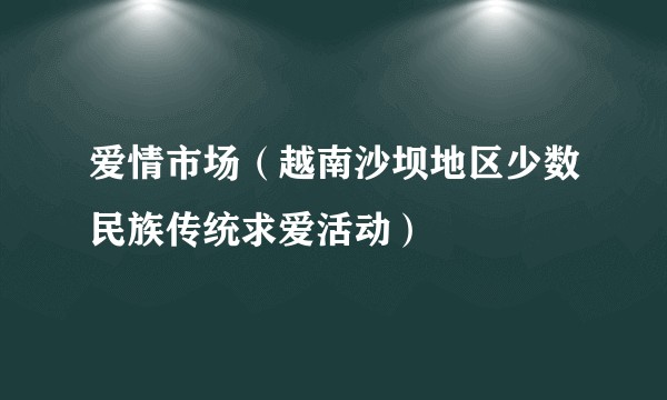 爱情市场（越南沙坝地区少数民族传统求爱活动）