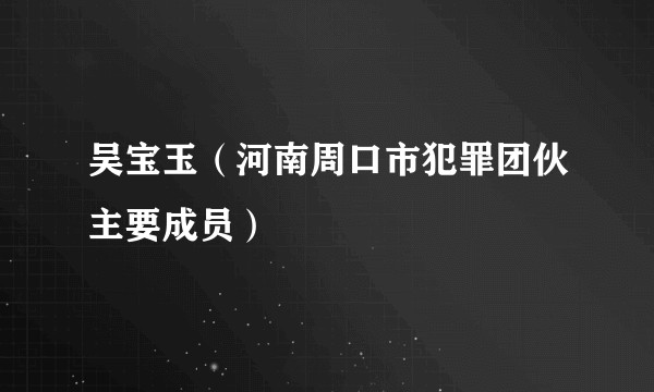 吴宝玉（河南周口市犯罪团伙主要成员）