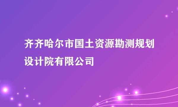 齐齐哈尔市国土资源勘测规划设计院有限公司