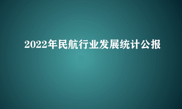 2022年民航行业发展统计公报