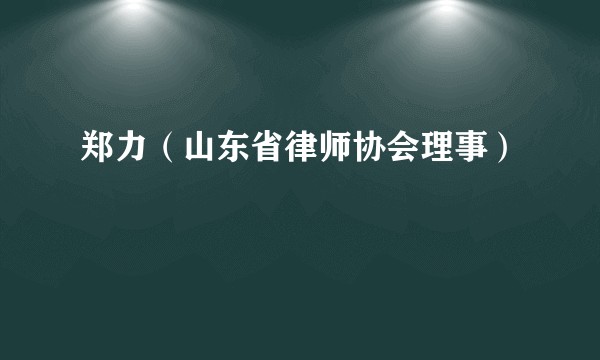 郑力（山东省律师协会理事）