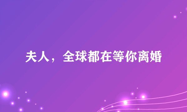 夫人，全球都在等你离婚