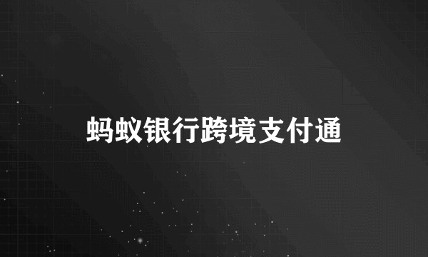 蚂蚁银行跨境支付通