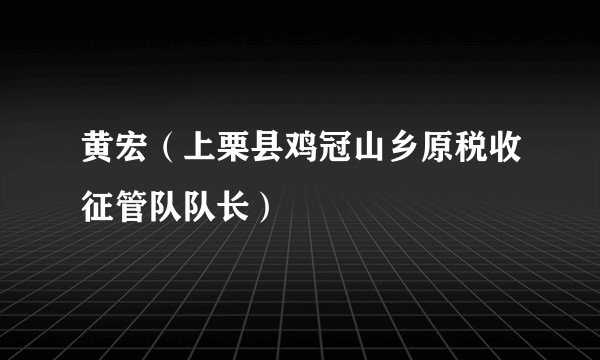 黄宏（上栗县鸡冠山乡原税收征管队队长）