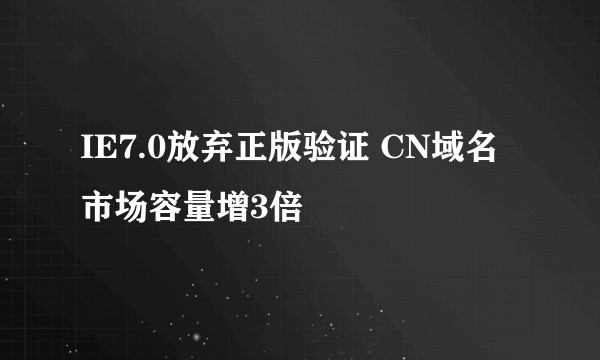 IE7.0放弃正版验证 CN域名市场容量增3倍