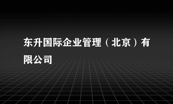 东升国际企业管理（北京）有限公司