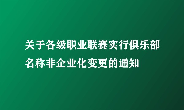 关于各级职业联赛实行俱乐部名称非企业化变更的通知