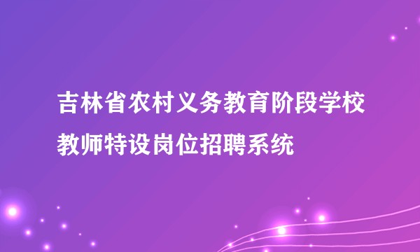 吉林省农村义务教育阶段学校教师特设岗位招聘系统