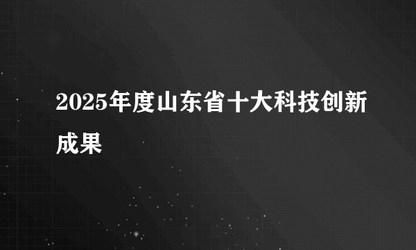 2025年度山东省十大科技创新成果