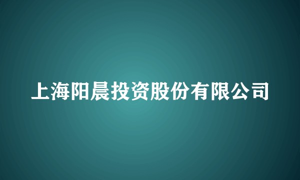 上海阳晨投资股份有限公司