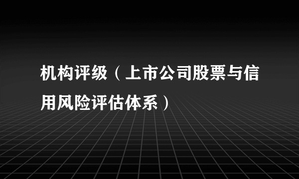 机构评级（上市公司股票与信用风险评估体系）