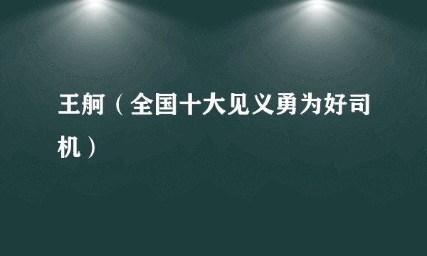 王舸(全国十大见义勇为好司机)