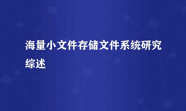 海量小文件存储文件系统研究综述