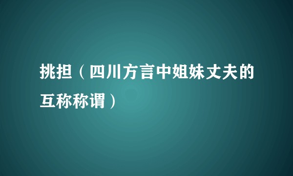 挑担（四川方言中姐妹丈夫的互称称谓）