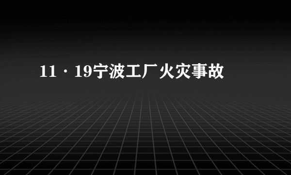 11·19宁波工厂火灾事故
