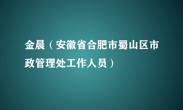 金晨（安徽省合肥市蜀山区市政管理处工作人员）