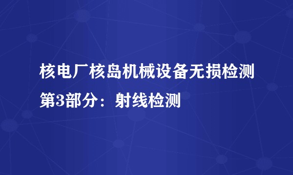 核电厂核岛机械设备无损检测第3部分：射线检测