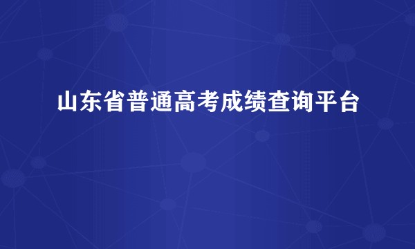 山东省普通高考成绩查询平台