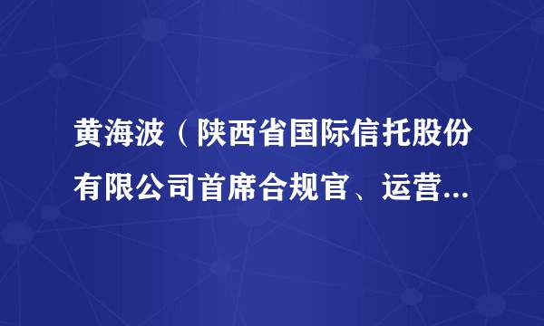 黄海波（陕西省国际信托股份有限公司首席合规官、运营副总监）