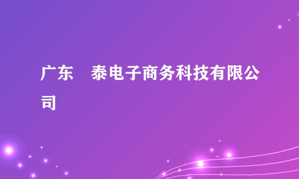 广东锜泰电子商务科技有限公司