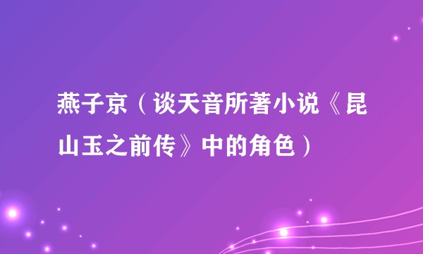 燕子京（谈天音所著小说《昆山玉之前传》中的角色）