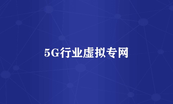 5G行业虚拟专网