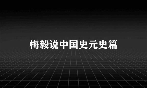 梅毅说中国史元史篇