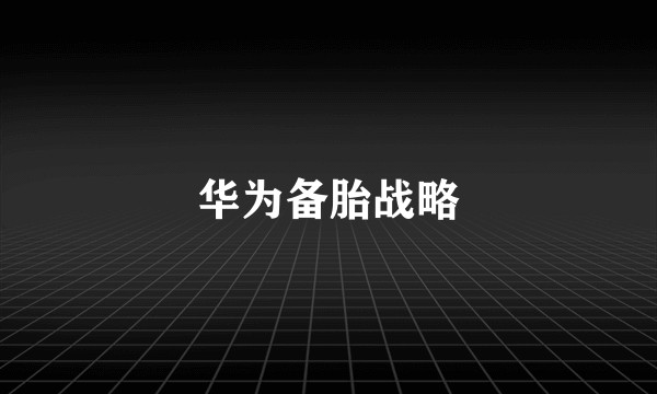 华为备胎战略