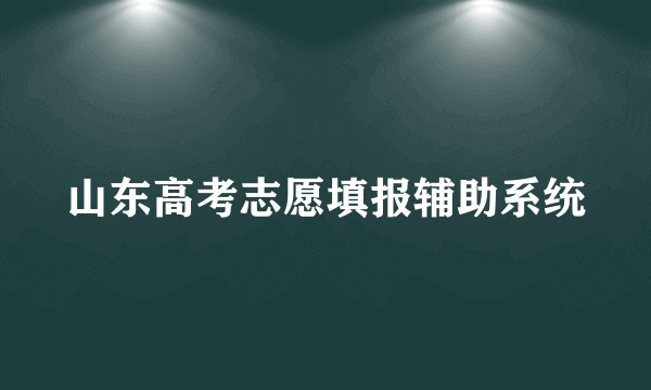 山东高考志愿填报辅助系统