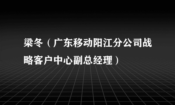 梁冬(广东移动阳江分公司战略客户中心副总经理)