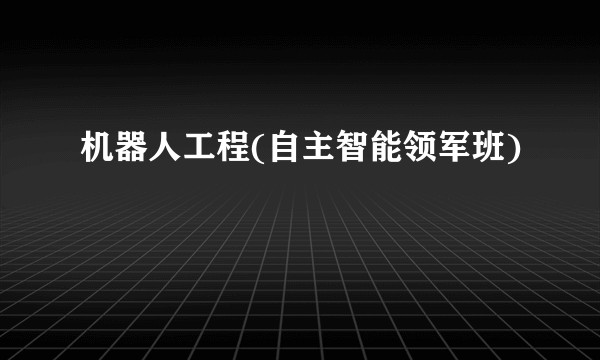 机器人工程(自主智能领军班)