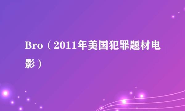 Bro（2011年美国犯罪题材电影）