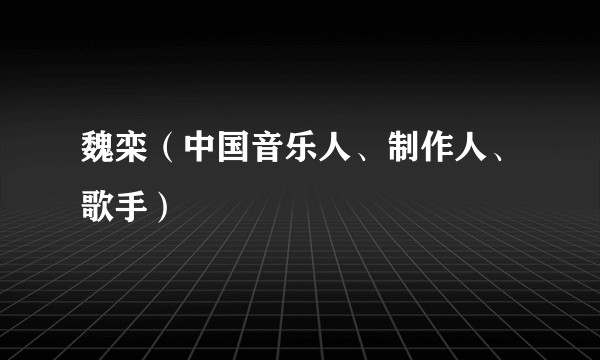 魏栾（中国音乐人、制作人、歌手）