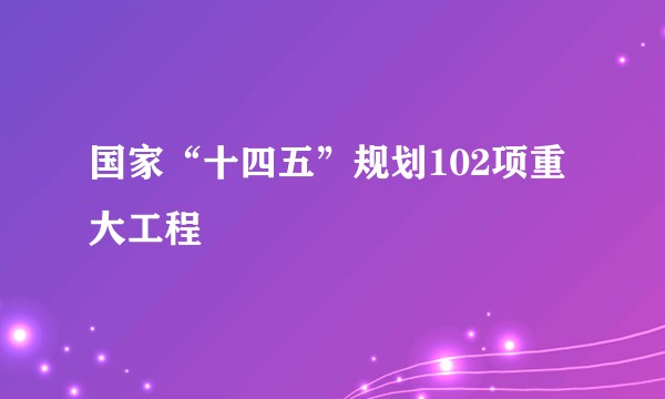 国家“十四五”规划102项重大工程
